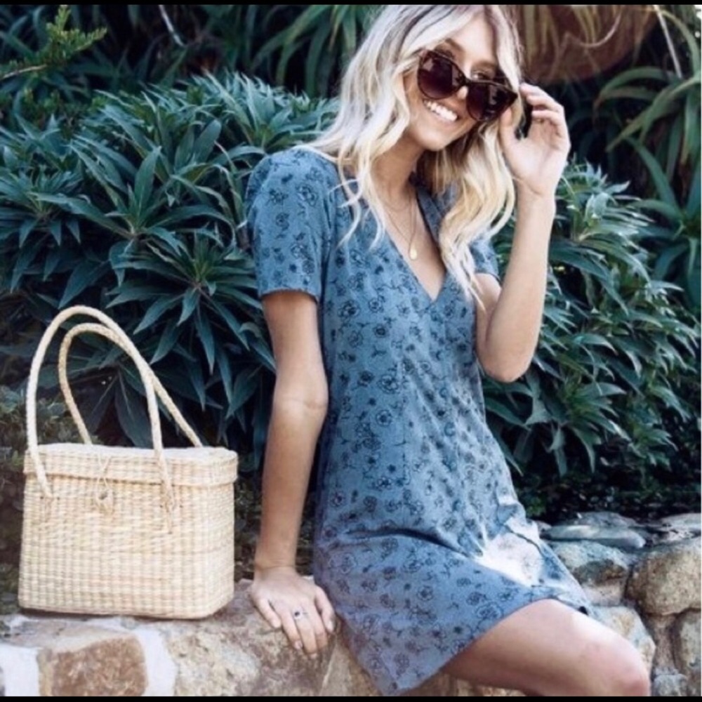 Amuse Society Blue Printed Short Dress